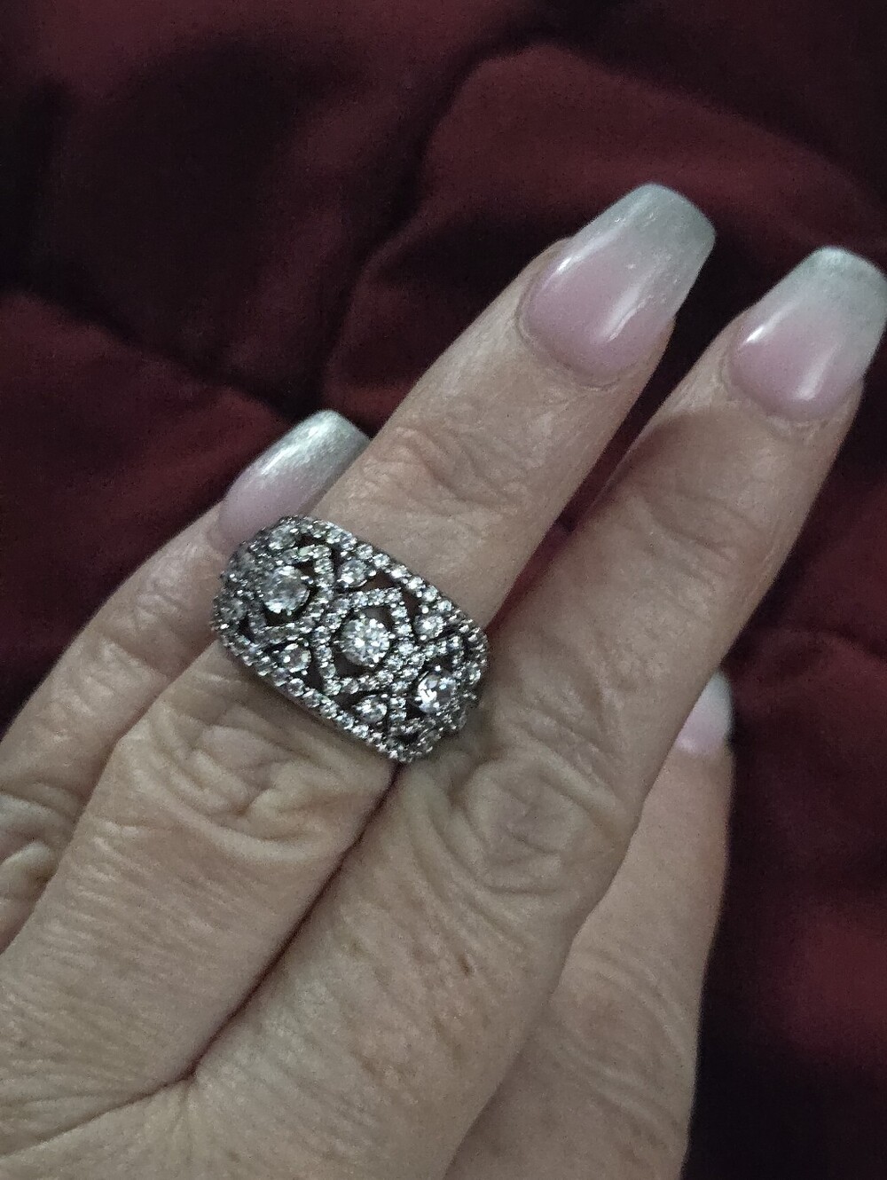 Hematite Plated Cz Cluster Statement Ring